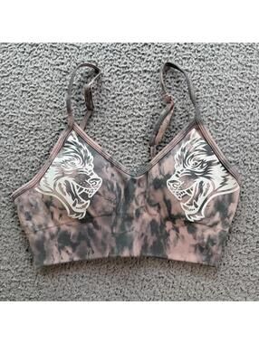 Darc Sport Wolves SHE Seamless Sports Bra Pink Gray Wash Tie Dye Gym Small